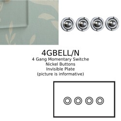 4 Gang Momentary Switch Invisible Plate with Nickel Button, Forbes and Lomax 4 Gang Button Dimmer Controller