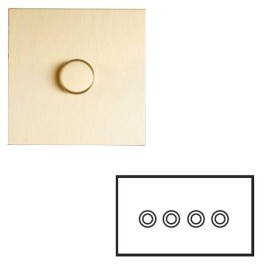 4 Gang Momentary Switch Brushed Brass Plate and Button, Forbes and Lomax 4 Gang Button Dimmer Controller by Forbes and Lomax