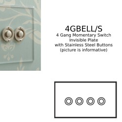 4 Gang Momentary Switch Invisible Plate with Stainless Steel Button, Forbes and Lomax 4 Gang Button Dimmer Controller