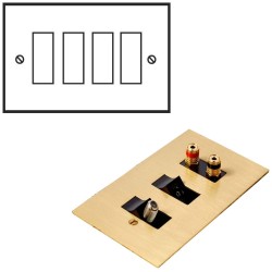 4 Gang Combination Plate in Unlacquered Brass Flat Plate from Forbes and Lomax