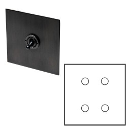 4 Gang Dimmer Large Square Plate in Antique Bronze - Grid, Plate and Knobs only, Forbes and Lomax