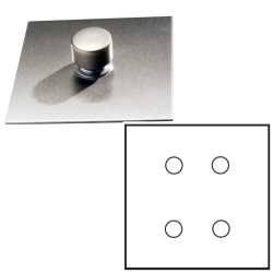 4 Gang Dimmer Large Square Plate in Stainless Steel - Grid, Plate and Knobs only, Forbes and Lomax