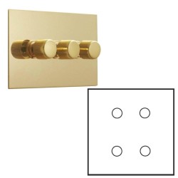 4 Gang Dimmer Large Square Plate in Unlacquered Brass - Grid, Plate and Knobs only, Forbes and Lomax