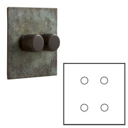 4 Gang Dimmer Large Square Plate in Verdigris - Grid, Plate and Knobs only, Forbes and Lomax