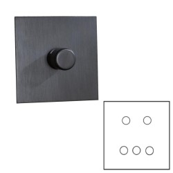 5 Gang Dimmer Large Square Flat Plate in Antique Bronze - Grid, Plate and Knobs only, Forbes and Lomax