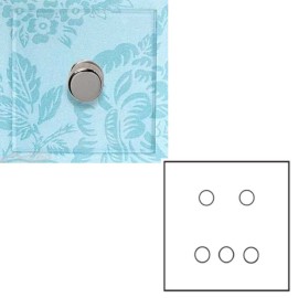 5 Gang Dimmer Invisible Large Square Plate with Nickel (Transparent Plate) - Grid, Plate and Knobs only