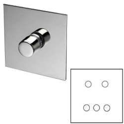 5 Gang Dimmer Large Square Flat Plate in Nickel Silver - Grid, Plate and Knobs only, Forbes and Lomax