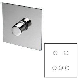 5 Gang Dimmer Large Square Flat Plate in Nickel Silver - Grid, Plate and Knobs only, Forbes and Lomax