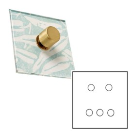 5 Gang Dimmer Invisible Large Square Plate with Brushed Brass (Transparent Plate) - Grid, Plate and Knobs only
