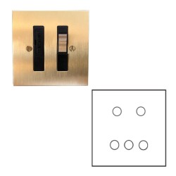 5 Gang Dimmer Large Square Flat Plate in Brushed Brass- Grid, Plate and Knobs only, Forbes and Lomax