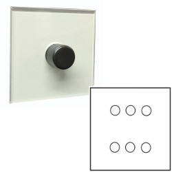 6 Gang Dimmer Invisible Large Square Plate with Antique Bronze (Transparent Plate) - Grid, Plate and Knobs only