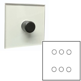 6 Gang Dimmer Invisible Large Square Plate with Antique Bronze (Transparent Plate) - Grid, Plate and Knobs only