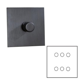 6 Gang Dimmer Large Square Plate in Antique Bronze - Grid, Plate and Knobs only, Forbes and Lomax