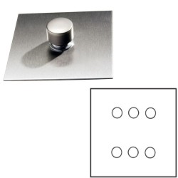 6 Gang Dimmer Large Square Plate in Stainless Steel - Grid, Plate and Knobs only, Forbes and Lomax