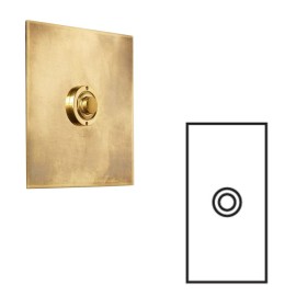 1 Gang Architrave Momentary Switch Aged Brass Plate and Button, Single Button Dimmer Controller by Forbes and Lomax