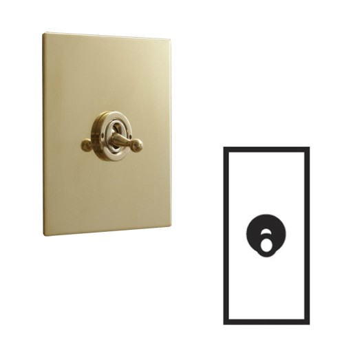 1 Gang Architrave Intermediate Dolly Switch in Unlacquered Brass Plate and Toggle Switch