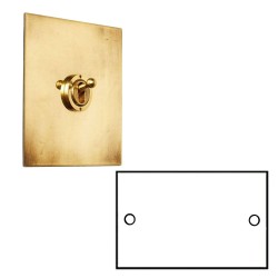 2 Gang Double Blank Plate in Aged Brass Plate from Forbes and Lomax