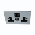 2 Gang 13A Socket with 2 x USB Charger Socket Invisible Plate with Antique Bronze Rocker and Black Plastic Insert