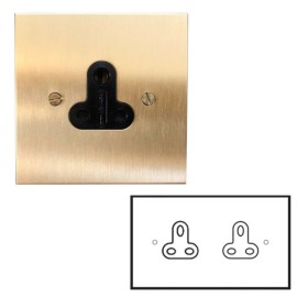 2 Gang 2A Unswitched Double Socket in Brushed Brass Plate and Black Insert by Forbes and Lomax