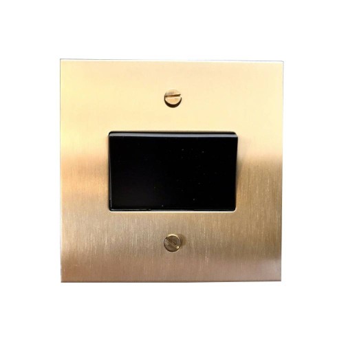 Triple Pole 6A Fan Isolator Switch in Brushed Brass Plate and Black Switch by Forbes and Lomax