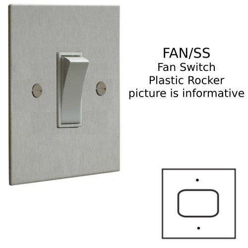 Triple Pole 6A Fan Isolator Switch in Stainless Steel Plate and White or Black Plastic Switch