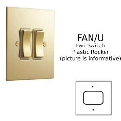 Triple Pole 6A Fan Isolator Switch in Unlacquered Brass Plate and White or Black Plastic Switch