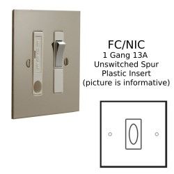 1 Gang 13A Unswitched Fused Connection (Spur) in Nickel Silver Plate with White or Black Insert