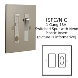 1 Gang 13A Switched Fused Connection with Neon in Nickel Silver Plate with White or Black Plastic Insert/Rocker