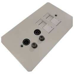 TV Quad Painted Plate (TV + FM + SAT1 + SAT2 - two down leads) + choice of 2 x Combo Inserts (ordered separately)