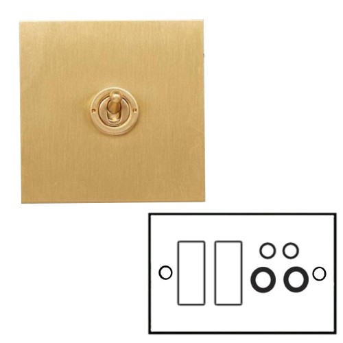 TV Quad Brushed Brass Plate (TV + FM + SAT1 + SAT2 - two down leads) + choice of 2 x Combo Inserts (ordered separately)