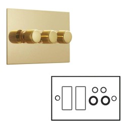 TV Quad Unlacquered Brass Plate (TV + FM + SAT1 + SAT2 - two down leads) + choice of 2 x Combo Inserts (ordered separately)