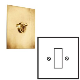 1 Gang 20A Intermediate Rocker Switch in Aged Brass with White Rocker and Trim by Forbes and Lomax