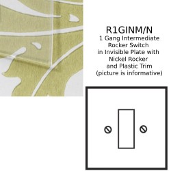 1 Gang 20A Intermediate Rocker Switch in Invisible Plate with Nickel Rocker and Plastic Trim