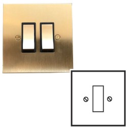 1 Gang 20A Intermediate Rocker Switch in Brushed Brass Plate and Rocker with Black Trim by Forbes and Lomax