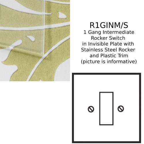 1 Gang 20A Intermediate Rocker Switch in Invisible Plate with Stainless Steel Rocker and Plastic Trim