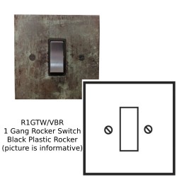 1 Gang 2 Way 20AX Rocker Switch in Verdigris Plate with Black Rocker and Trim
