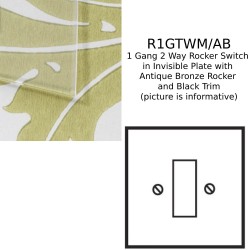 1 Gang 2 Way 20AX Rocker Switch in Invisible Plate with Antique Bronze Rocker and Black Trim