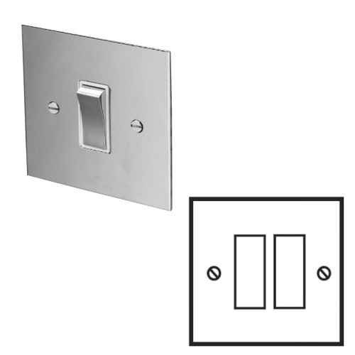 2 Gang 20AX Intermediate Rocker Switch in Nickel Silver Plate and Rocker and Plastic Trim