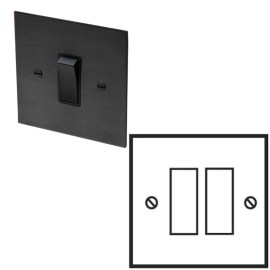 2 Gang 2 Way 20AX Rocker Switch in Antique Bronze with Black Rocker and Insert