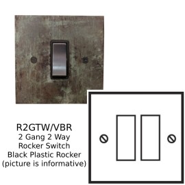 2 Gang 2 Way 20AX Rocker Switch in Antique Bronze with Black Rocker from Forbes and Lomax