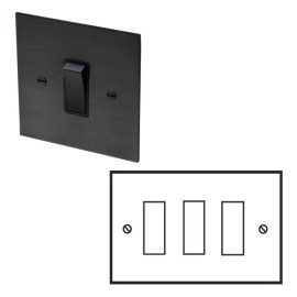 3 Gang 20AX 2 Way Rocker Switch in Antique Bronze with Black Rocker and Trim