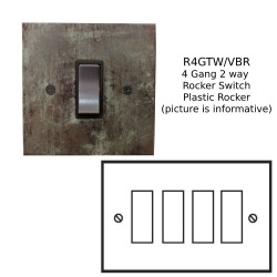4 Gang 2 Way 20AX Rocker Switch in Verdigris Plate with Black Plastic Rocker and Trim
