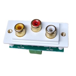 RCA Socket Module (Flat Fronted) with White or Black Plastic Trim for Combination Plate from Forbes and Lomax