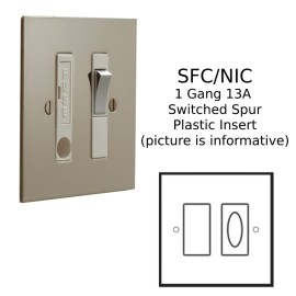 1 Gang 13A Switched Fused Connection (Spur) in Nickel Silver Plate with Plastic Insert and Rocker