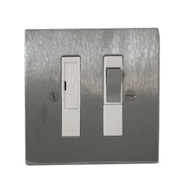 1 Gang 13A Switched Fused Connection (Spur) in Stainless Steel Plate with Plastic Insert and Rocker