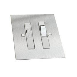 1 Gang 13A Switched Fused Connection (Spur) in Stainless Steel Plate and Rocker and Plastic Insert