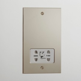 Dual Voltage Shaver Socket in Nickel Silver Plate with Plastic Insert from Forbes and Lomax