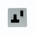 1 Gang 13A Switched Single Socket in Painted Plate with Plastic Insert and Rocker