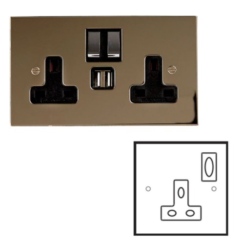 1 Gang 13A Switched Socket in Nickel Silver Plate and Rocker with Plastic Insert
