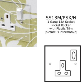 1 Gang 13A Switched Socket in Invisible Plate with Nickel Rocker and Plastic Insert